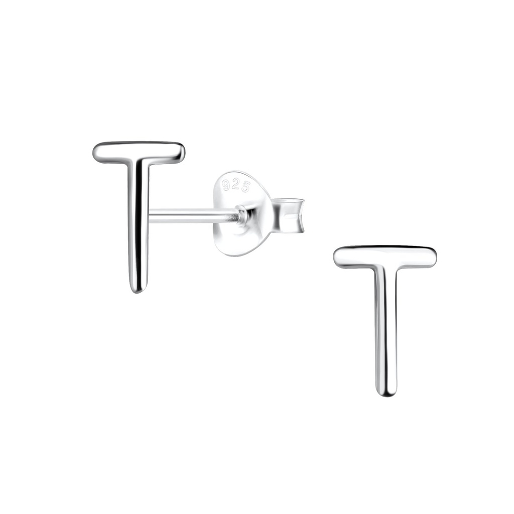 Puces d'oreilles lettre T en argent