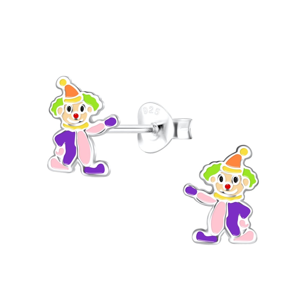 Silver Clown Stud Earrings
