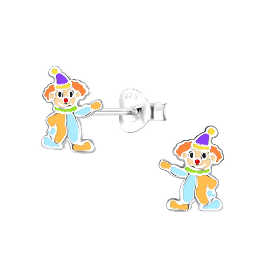 [10028023] Silver Clown Stud Earrings