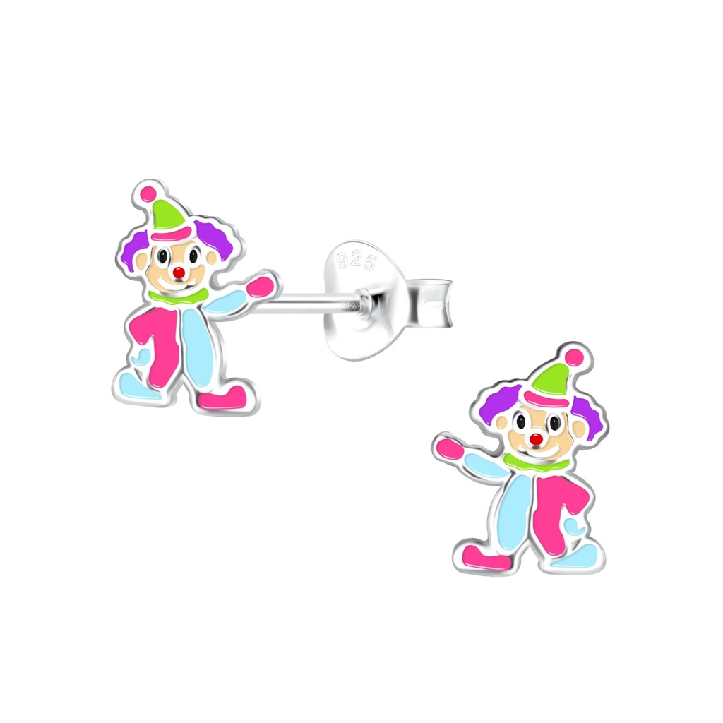 [10024189] Silver Clown Stud Earrings