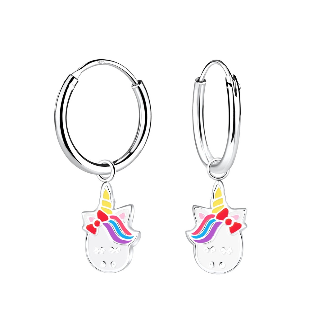 Créoles breloque licorne en argent