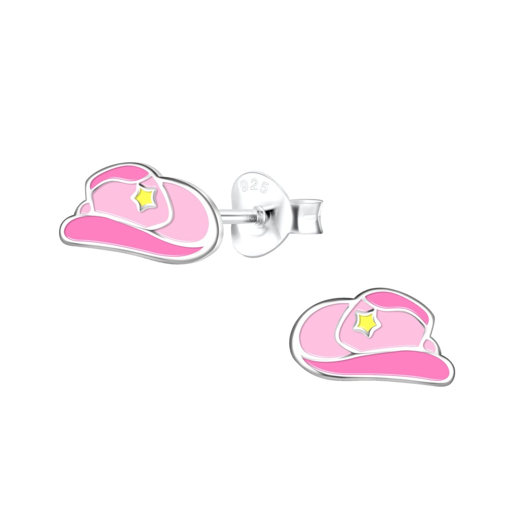 Puces d'oreilles chapeau en argent