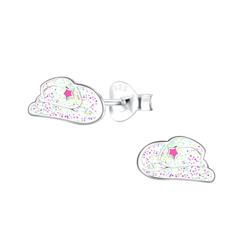 Silver Hat Stud Earrings