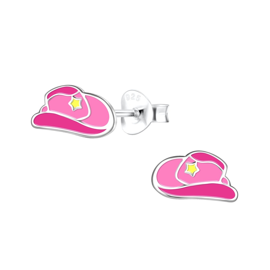 Puces d'oreilles chapeau en argent
