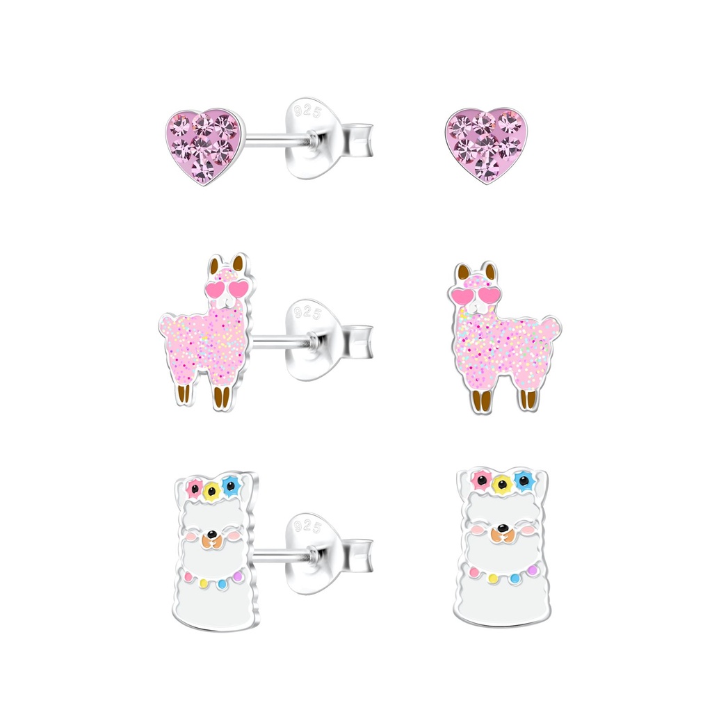 [10027924] Silver Alpaca Stud Earrings Set