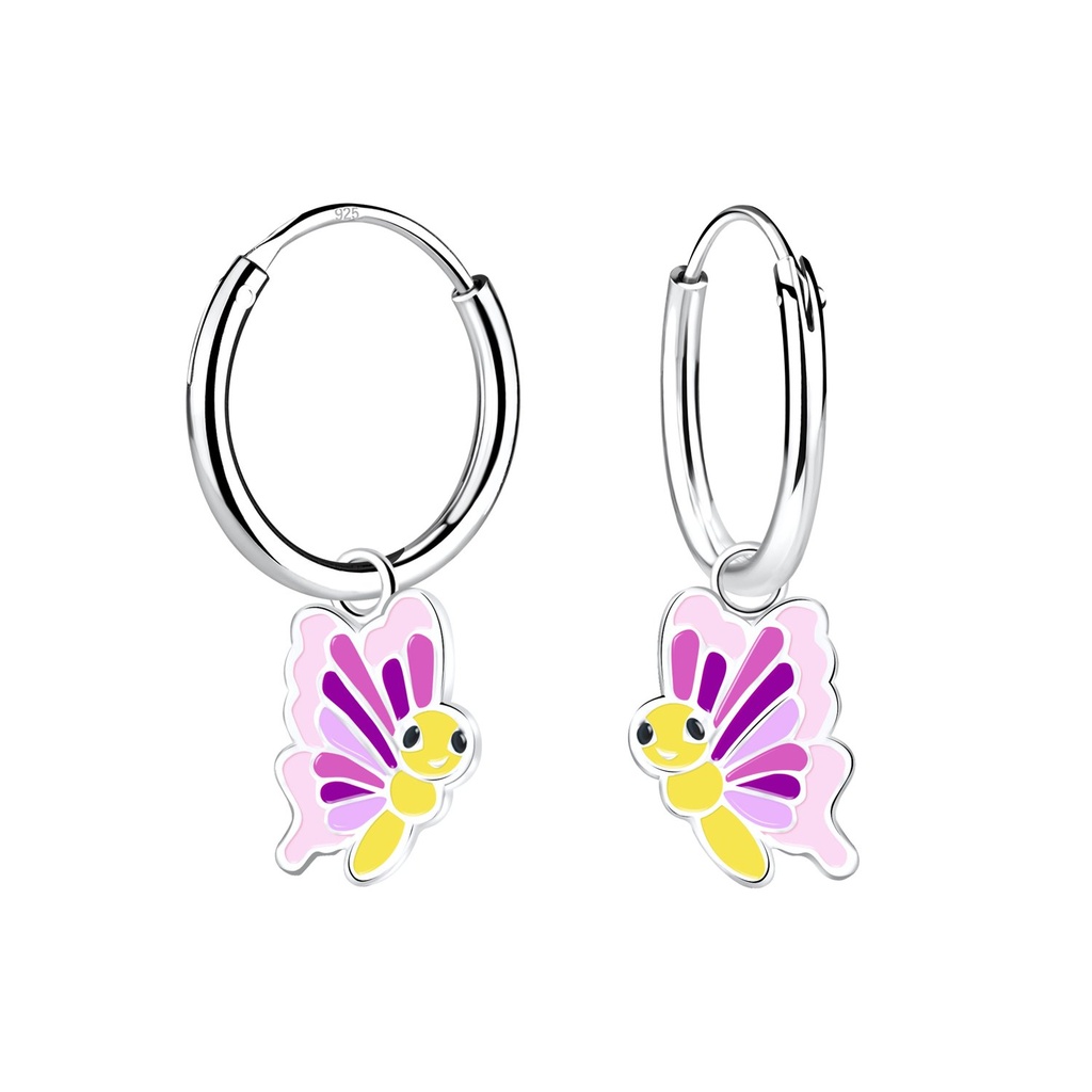 Créoles breloque papillon en argent