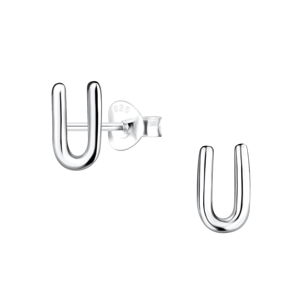 [10027979] Silver Letter U Stud Earrings