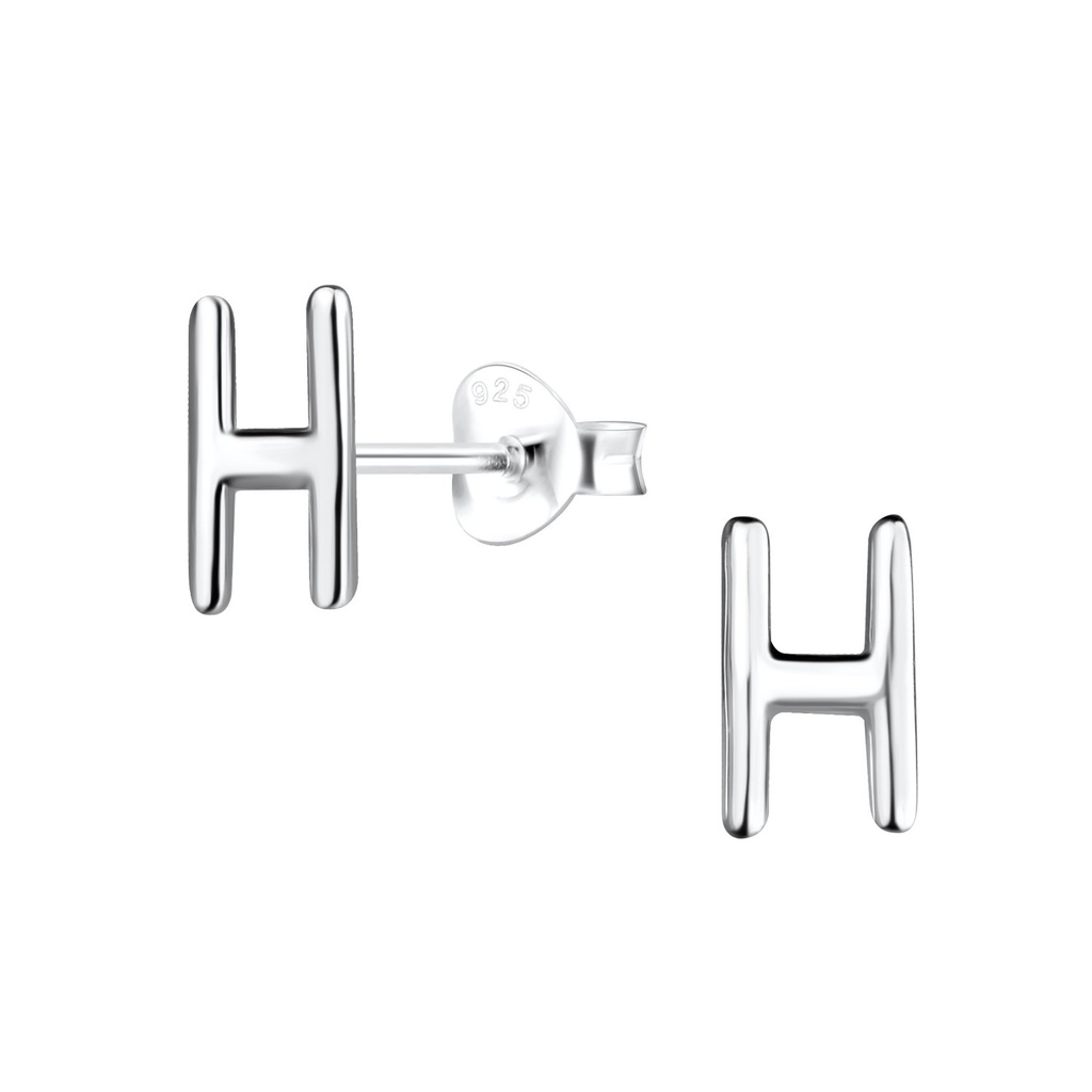 Silver Letter H Stud Earrings