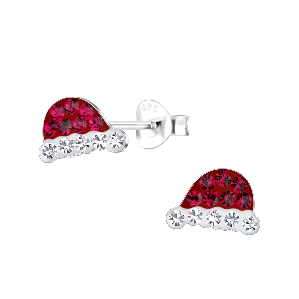 Puces d'oreilles chapeau de père Noël en argent