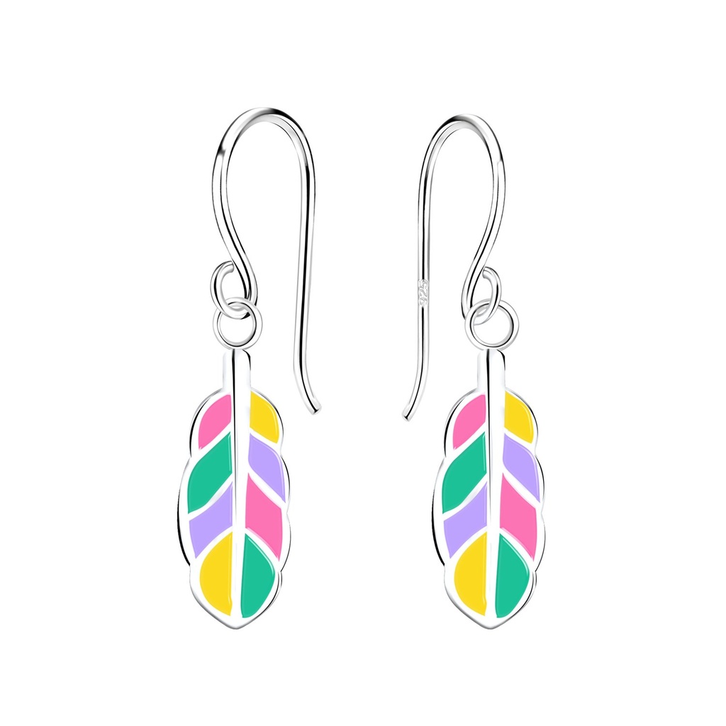 Boucles d'oreilles plume en argent