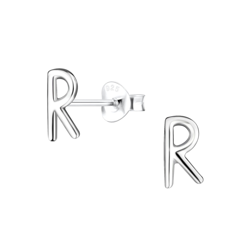 [10027977] Puces d'oreilles lettre R en argent