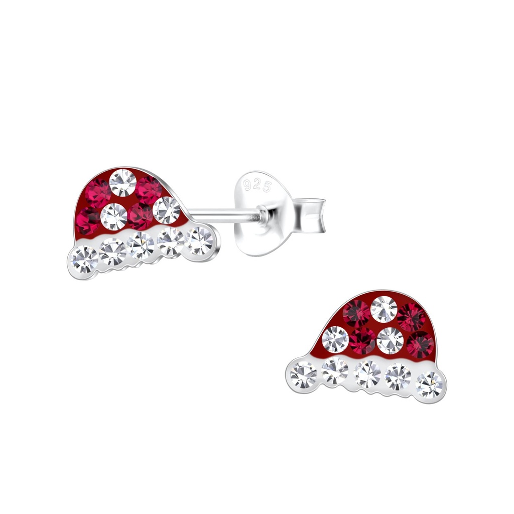 Silver Santa Hat Stud Earrings