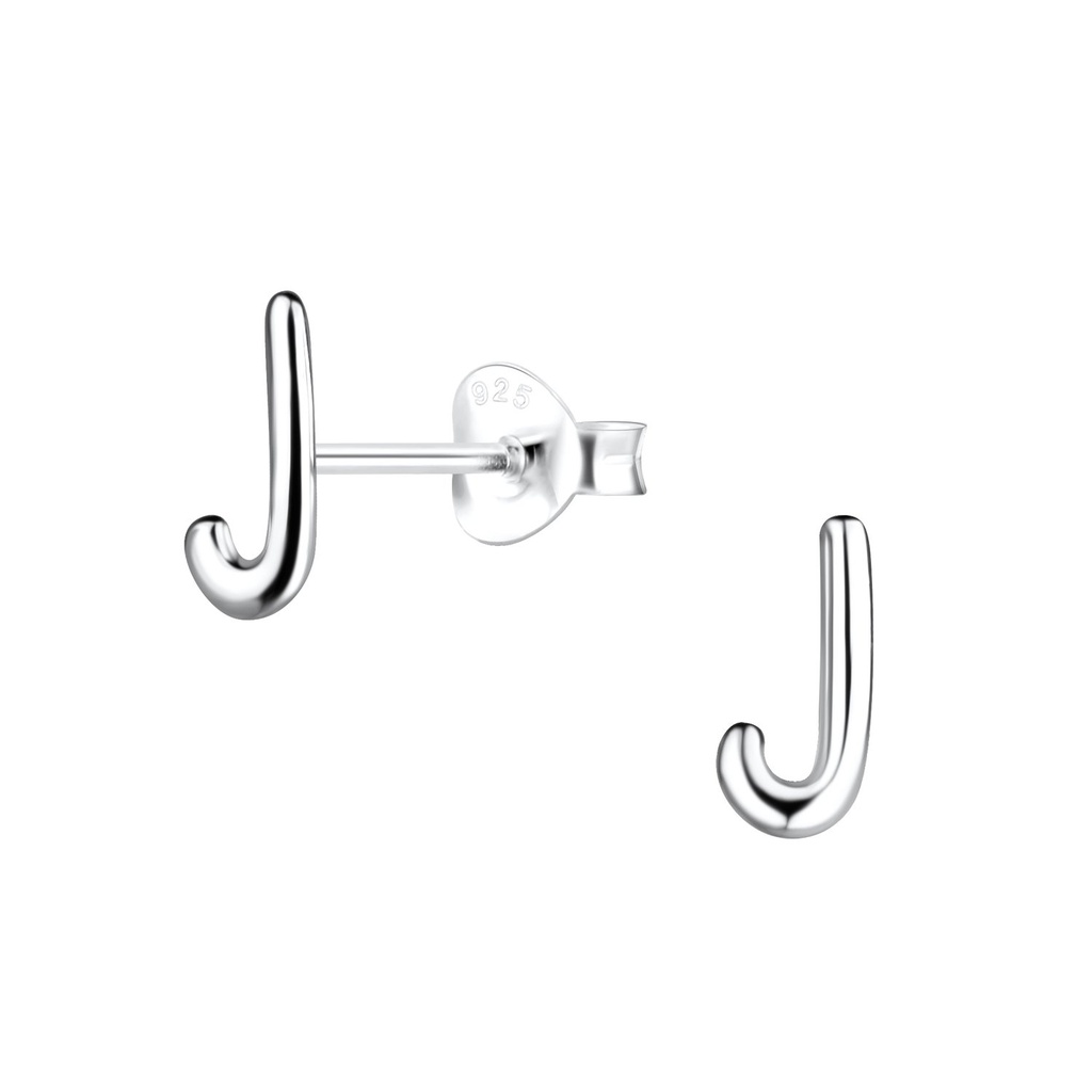 Puces d'oreilles lettre J en argent