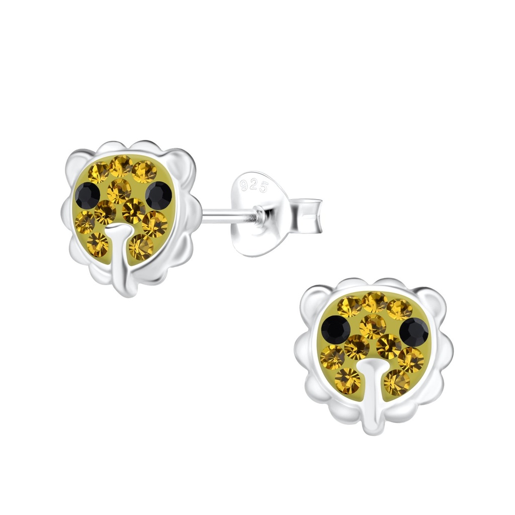 Puces d'oreilles lion en argent