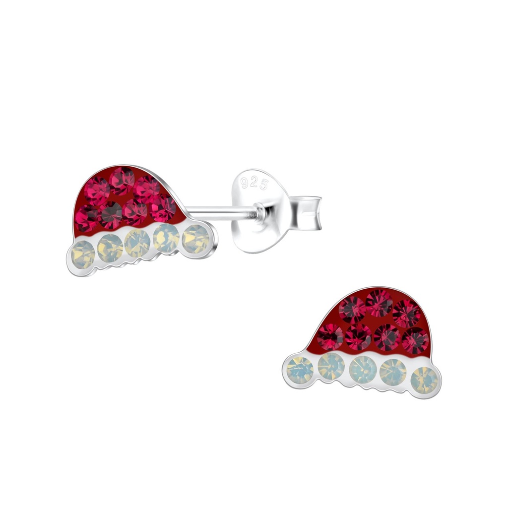 Silver Santa Hat Stud Earrings