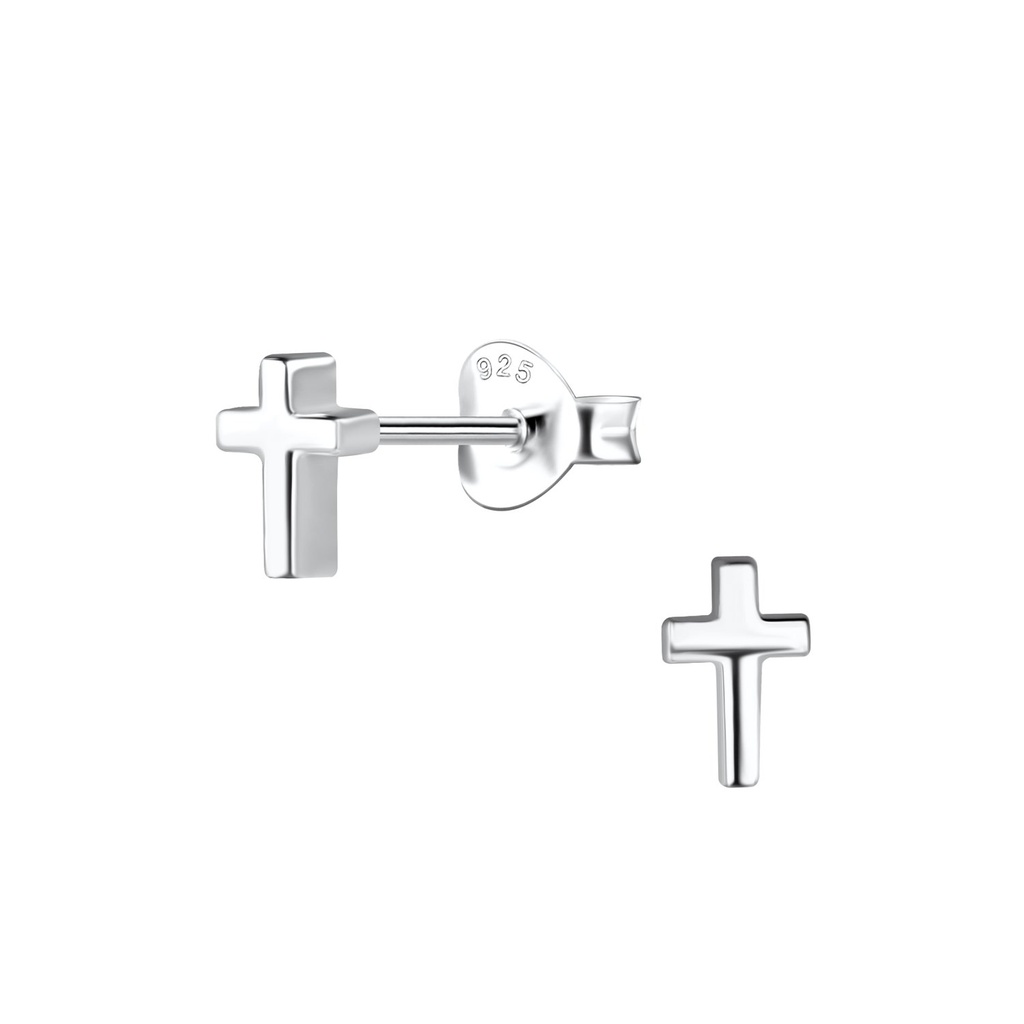 Puces d'oreilles croix en argent