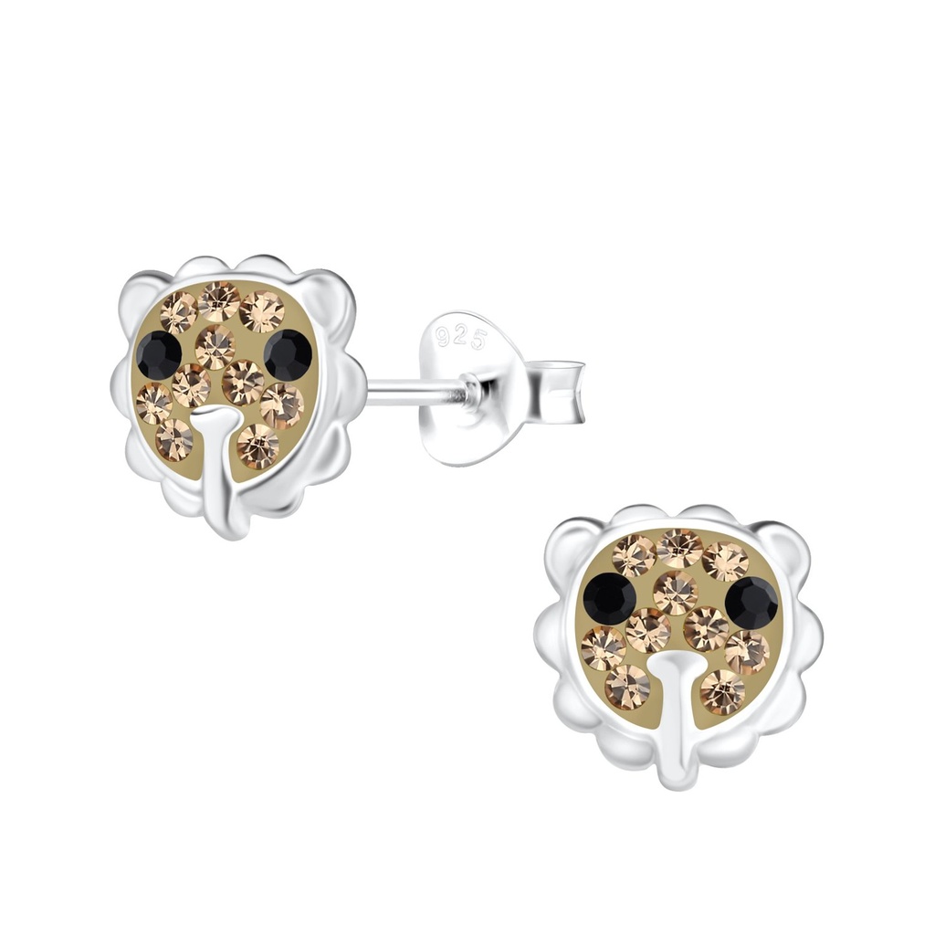 Puces d'oreilles lion en argent