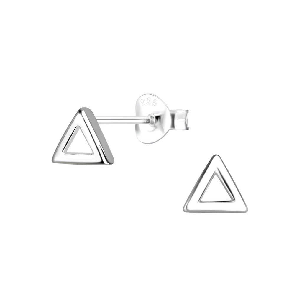 Silver Triangle Stud Earrings