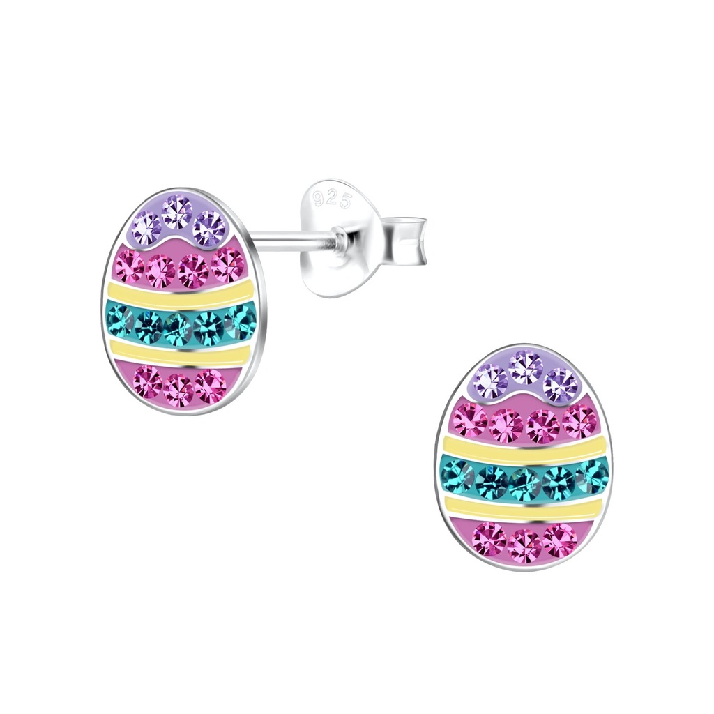 Silver Easter Egg Stud Earrings