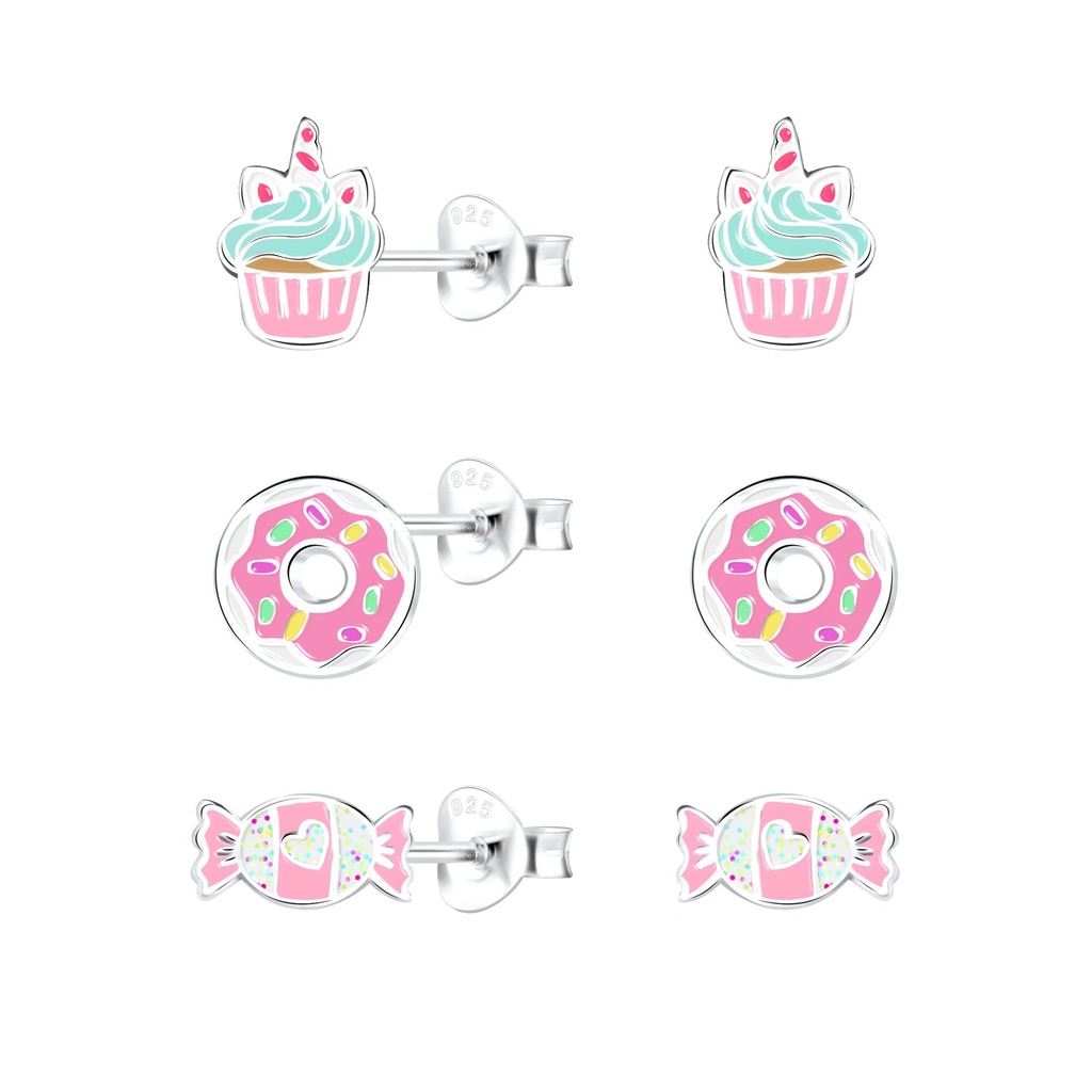 Lot de puces d'oreilles sucreries en argent