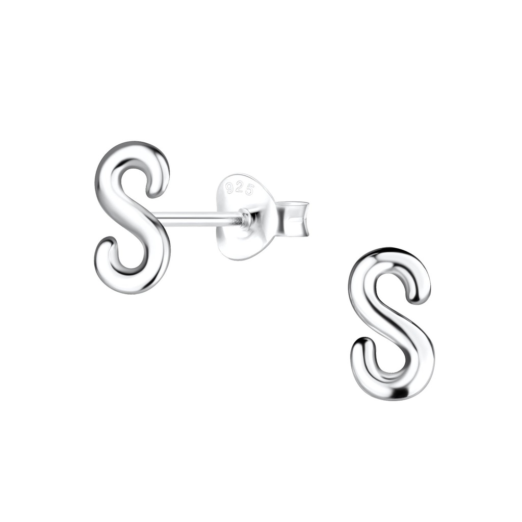 [10021849] Puces d'oreilles lettre S en argent