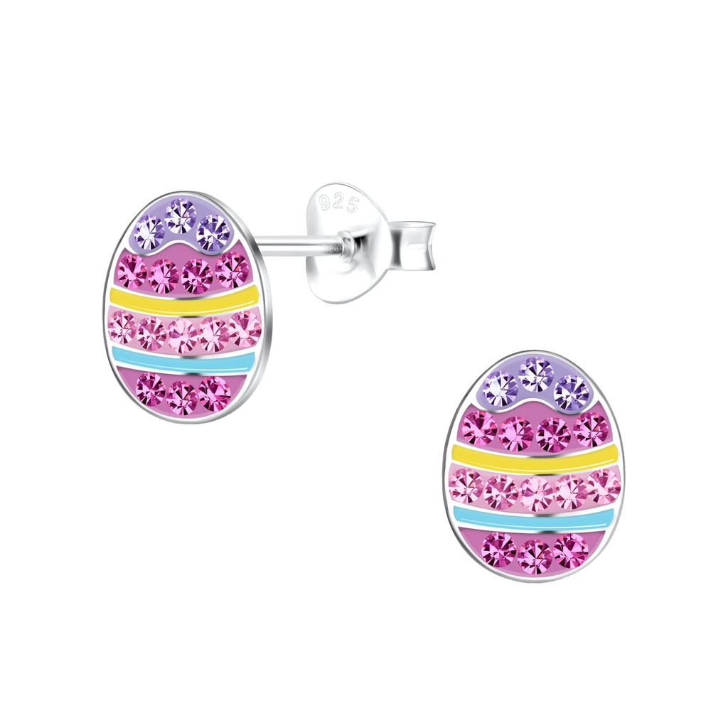 Silver Easter Egg Stud Earrings