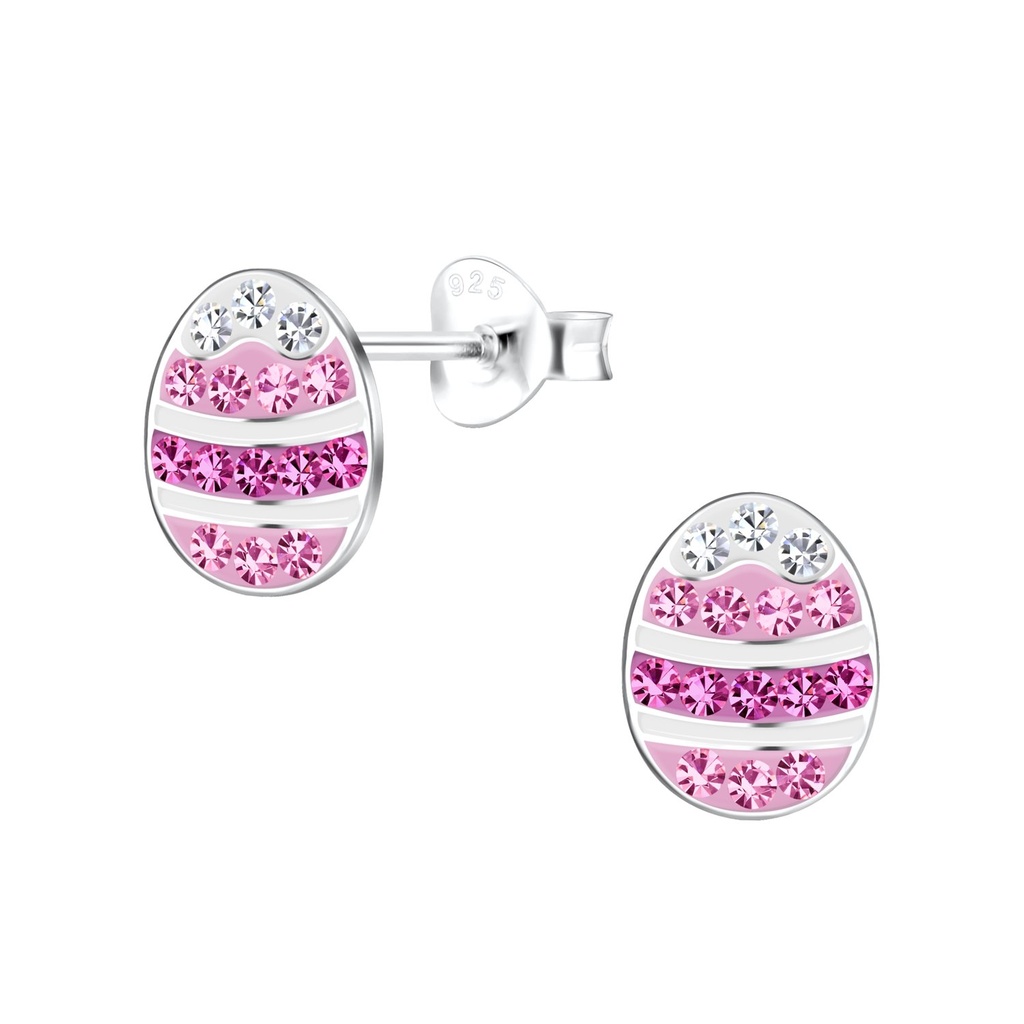 Silver Easter Egg Stud Earrings
