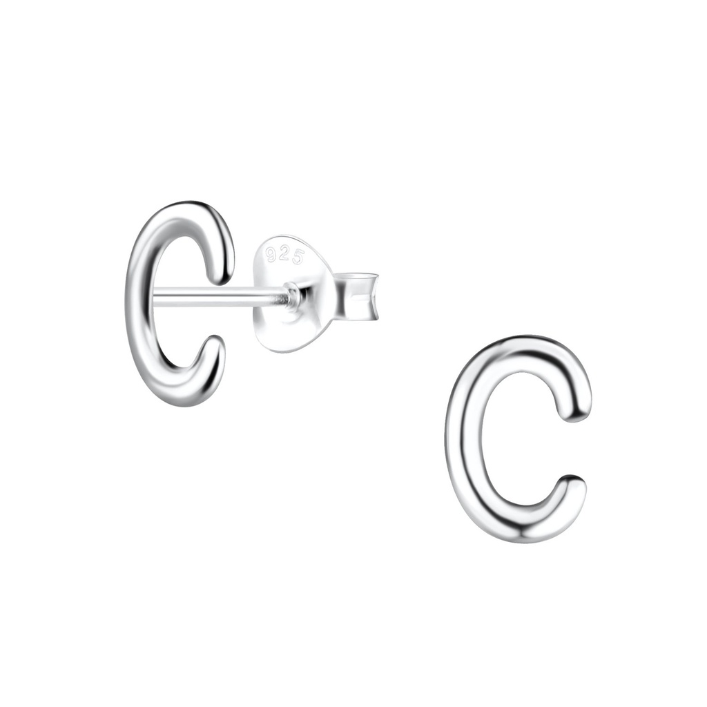 Puces d'oreilles lettre C en argent