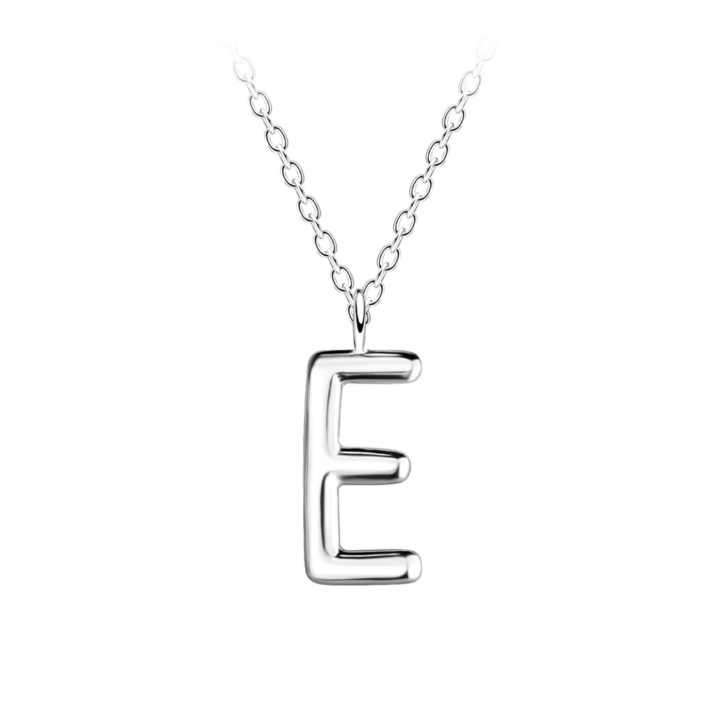 Silver Letter E Necklace