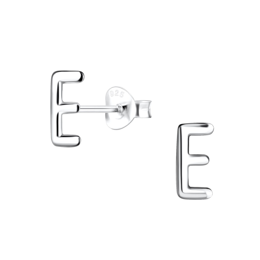 Puces d'oreilles lettre E en argent