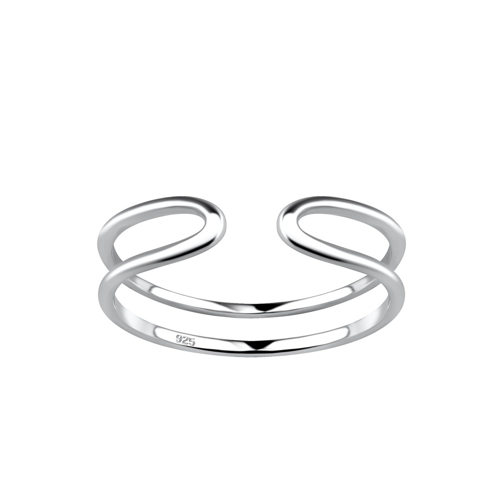 Silver Double Line Ring