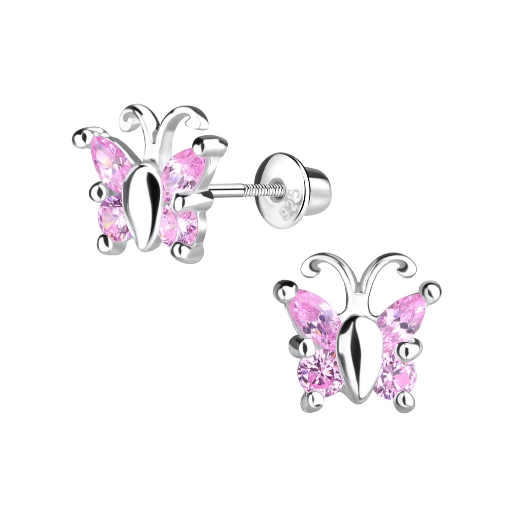 Boucles d'oreilles bullet à fermoir à vis papillon en argent