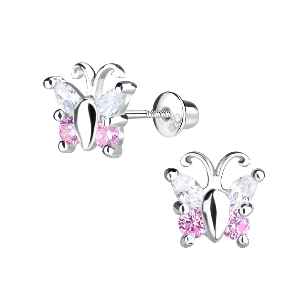 [10017598] Boucles d'oreilles bullet à fermoir à vis papillon en argent