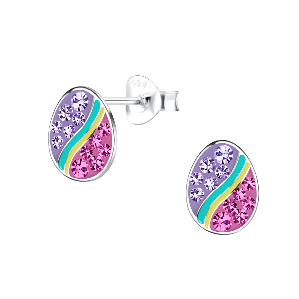 Puces d'oreilles œuf Pâques en argent