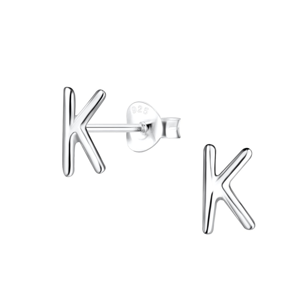 [10027972] Silver Letter K Stud Earrings