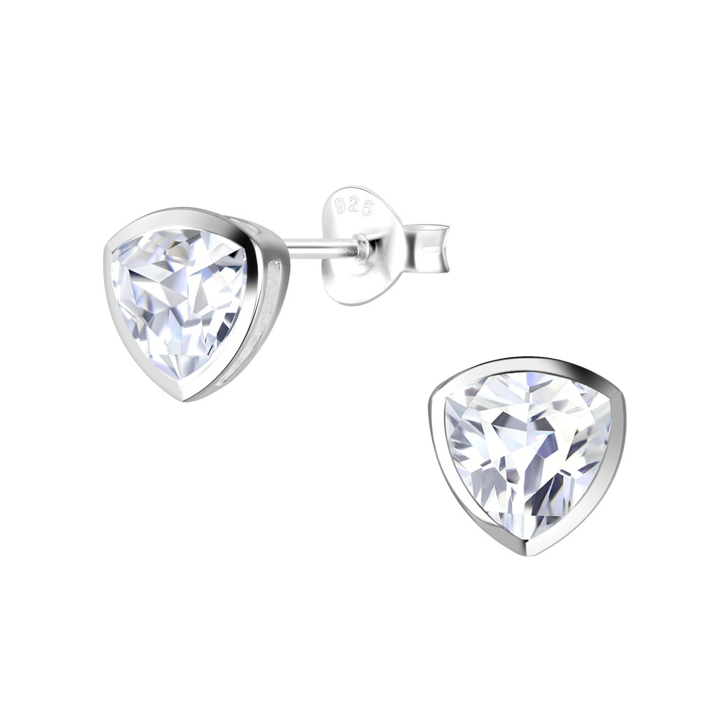 Puces d'oreilles en argent zircon trillion 6 mm