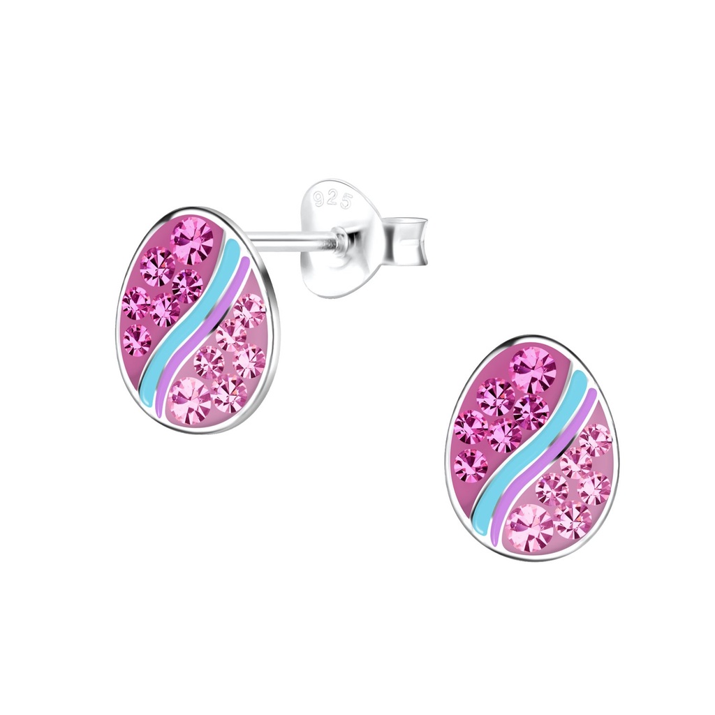 Silver Easter Egg Stud Earrings