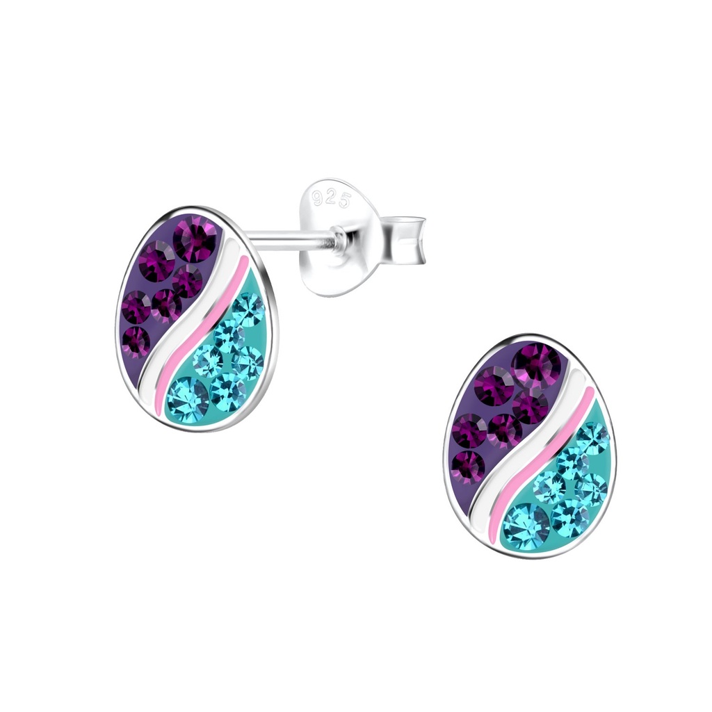 Puces d'oreilles œuf Pâques en argent