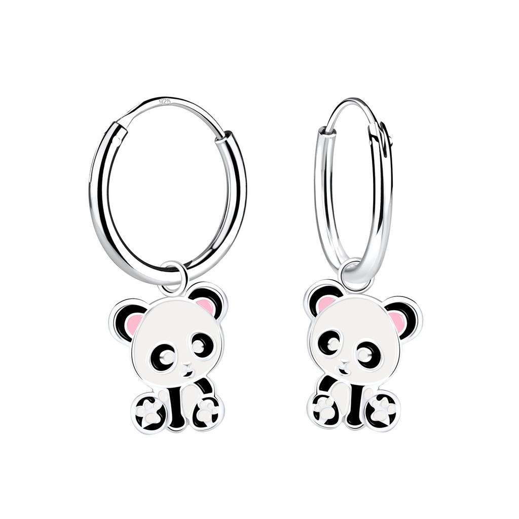 Créoles breloque panda en argent