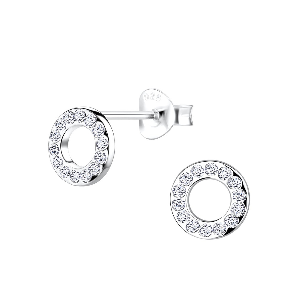 Silver Circle Stud Earrings