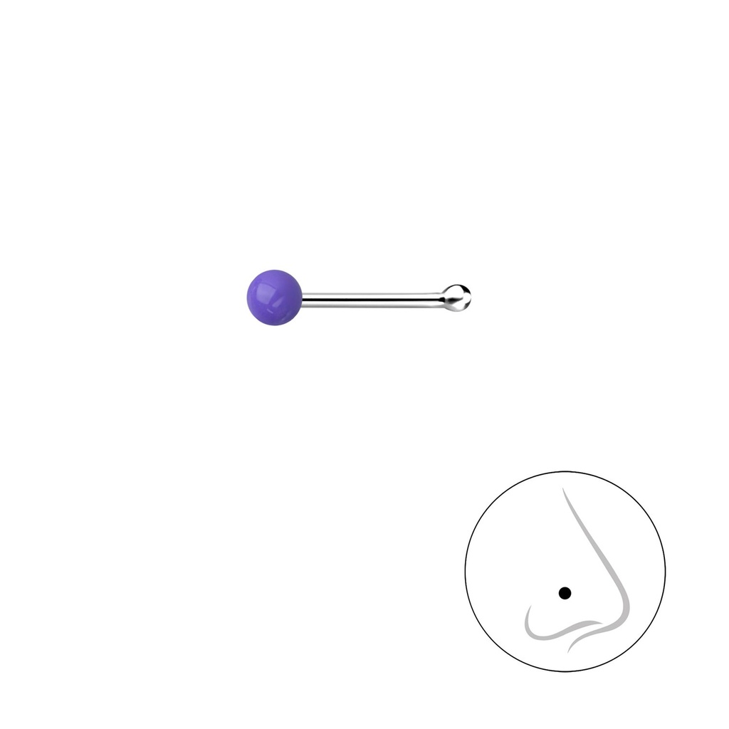 Clou de nez boule en argent 2 mm avec boule