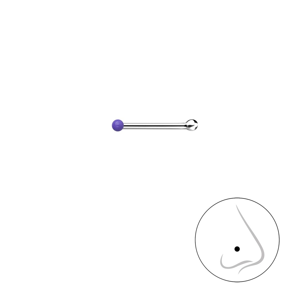 Clou de nez boule en argent 1 mm avec boule
