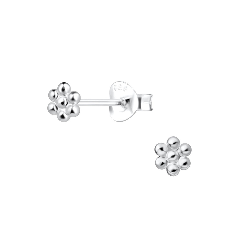 [10024195] Silver Flower Stud Earrings