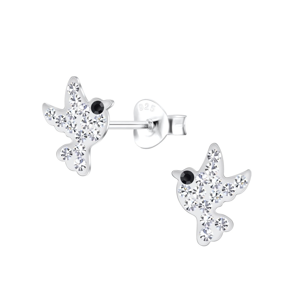 Puces d'oreilles oiseau en argent