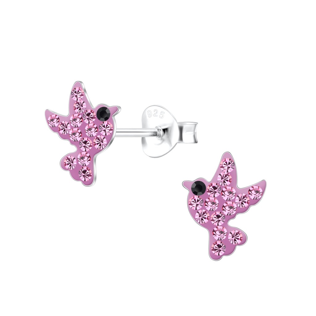 Puces d'oreilles oiseau en argent