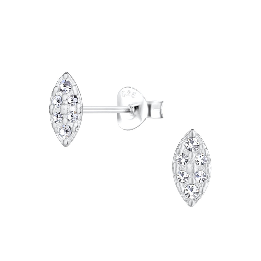 Silver Marquise Crystal Stud Earrings 