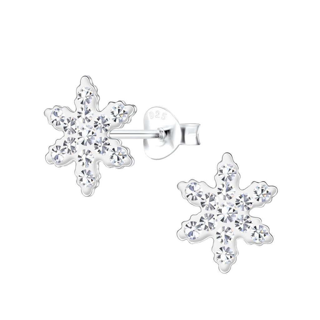 Puces d'oreilles flocon de neige en argent