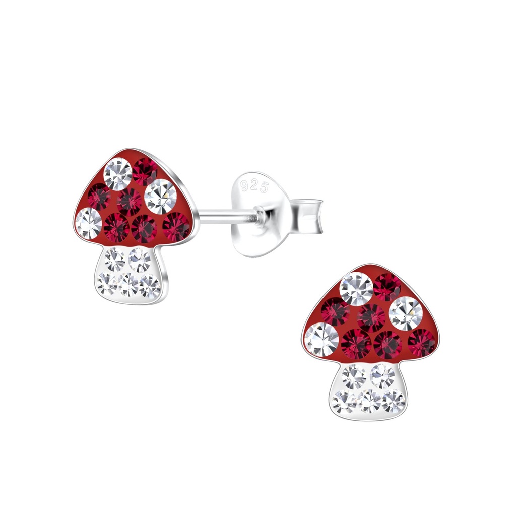Silver Mushroom Stud Earrings