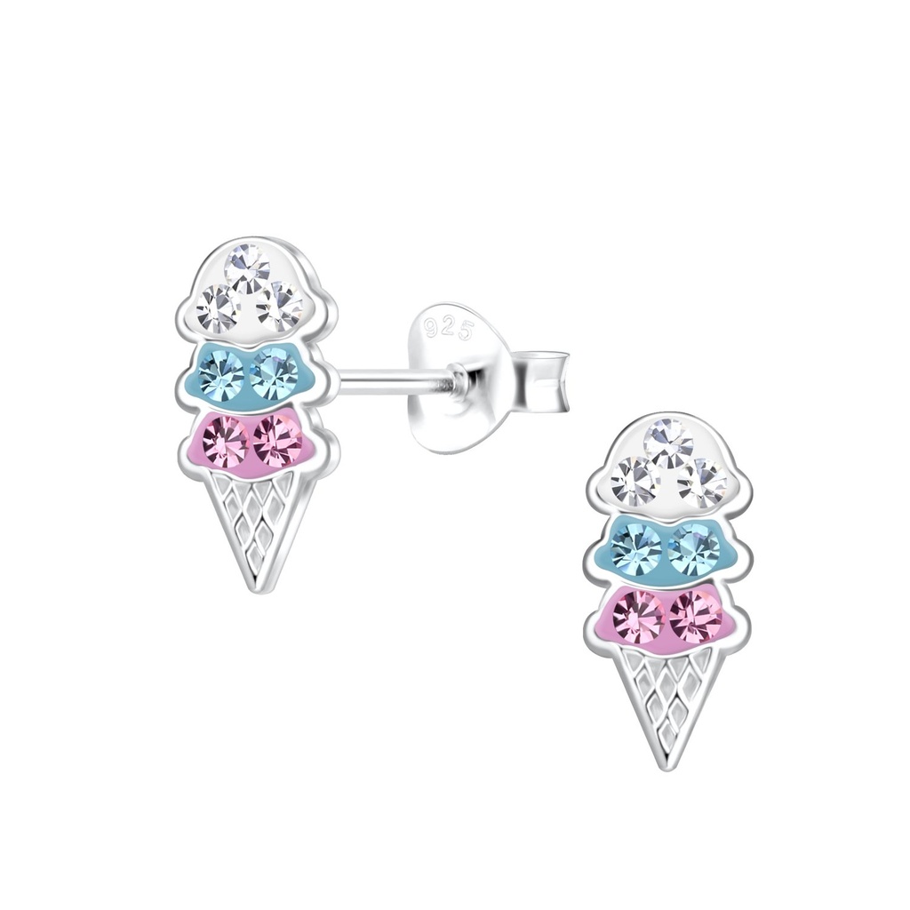 Silver Ice Cream Stud Earrings