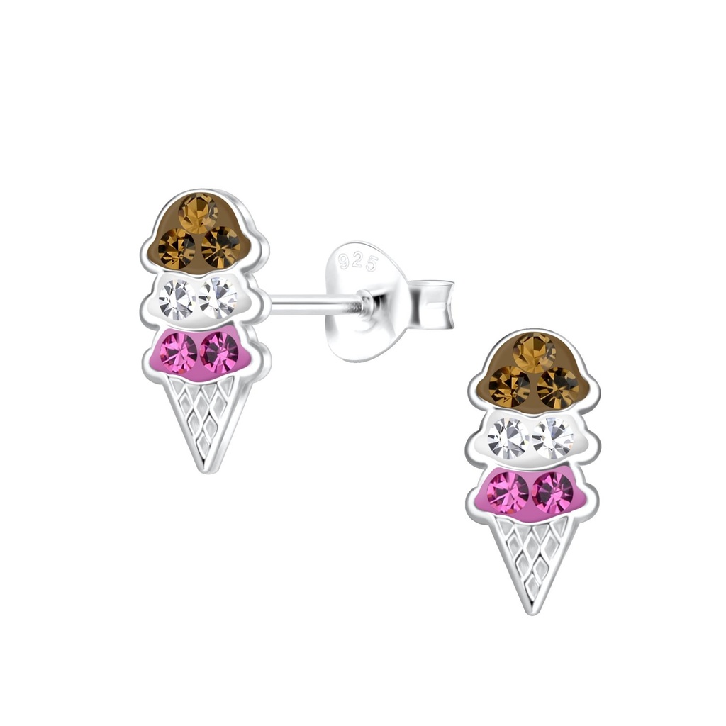 Puces d'oreilles glace en argent